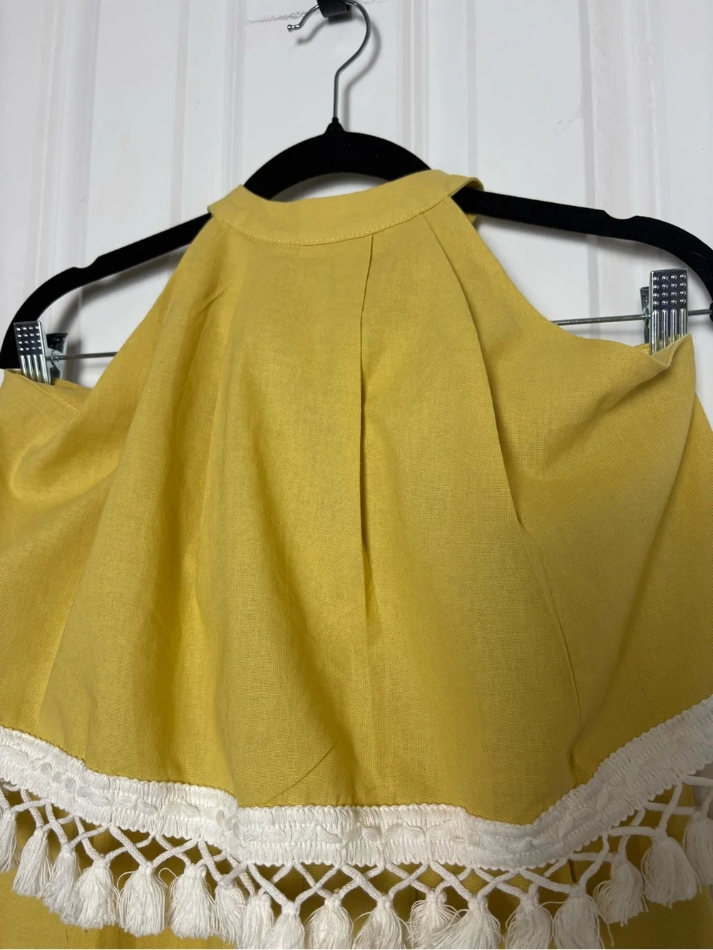 Boho Buys Yellow Halter Romper XS 100% Cotton Tassel Fringe Boho Resort NWT Luxe